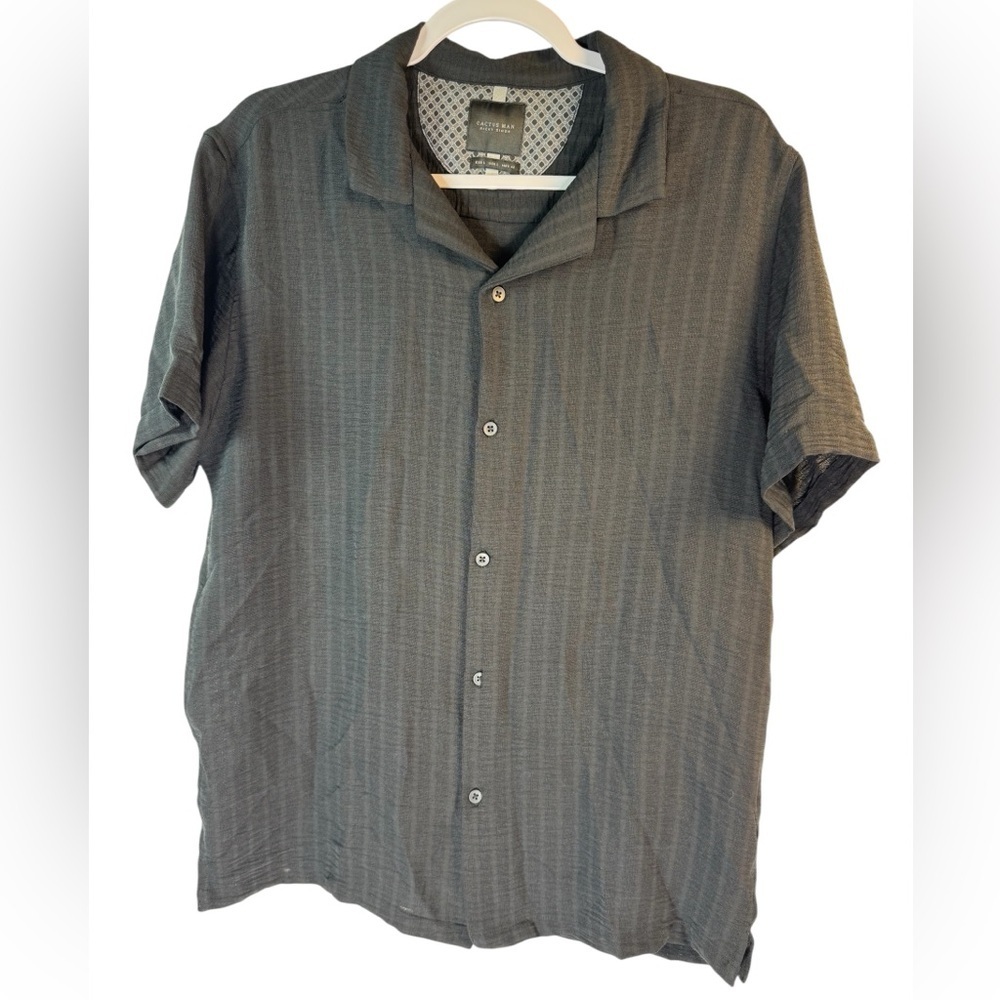 Cactus Man X Ricky Singh Men's Short Sleeve Button Up Shirt Black L